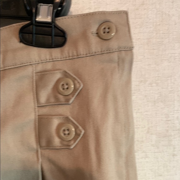 Khaki Pleated Skirt with Button Detail - Picture 4 of 7